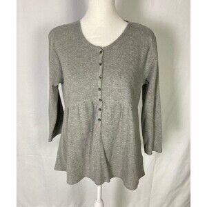 North Rivers Outfitters Sz Small Thermal Top Gray Half Button Shirt Babydoll